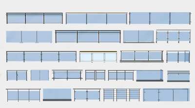 现代玻璃栏杆3D模型下载